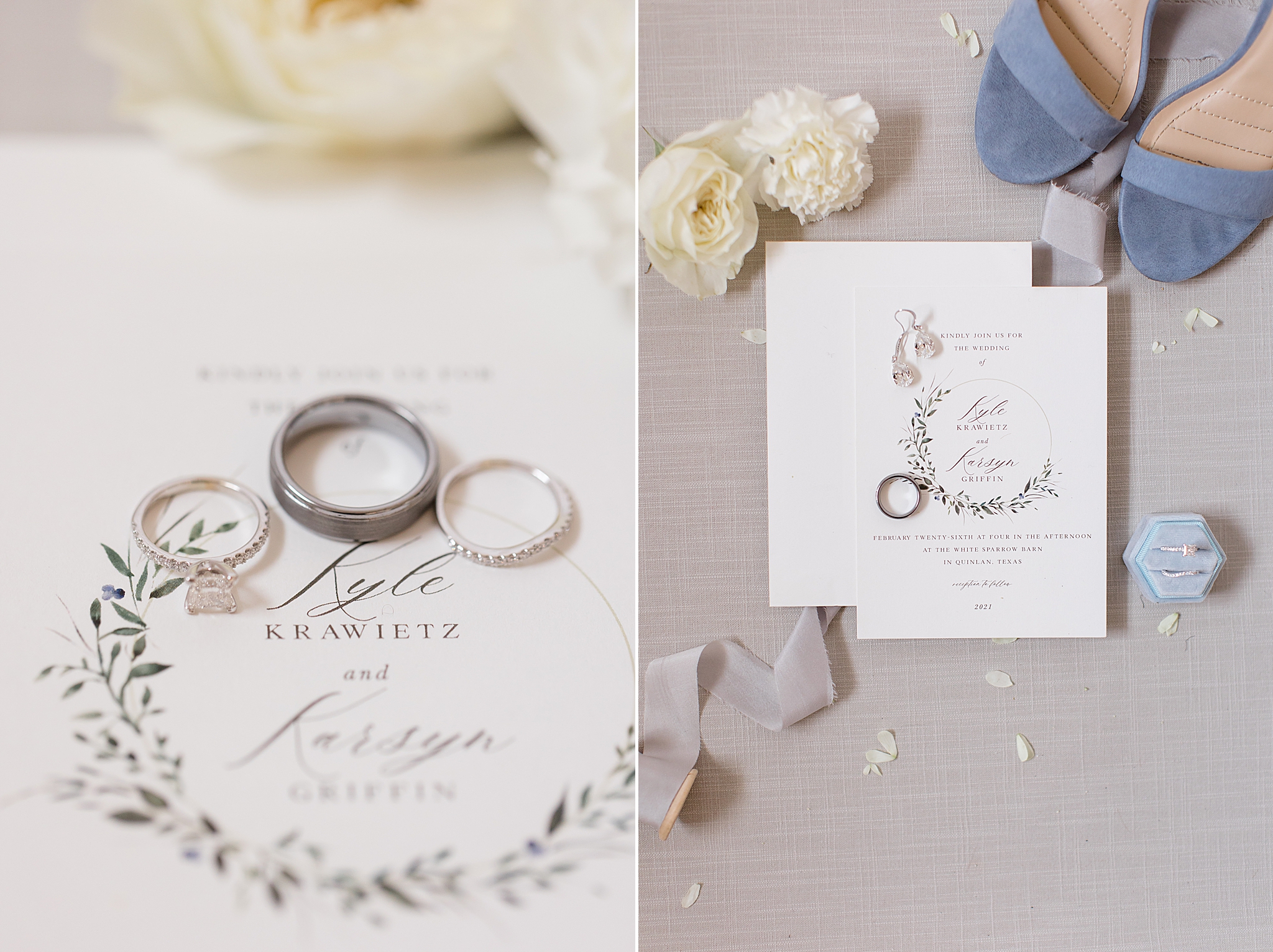 invitation suite for winter wedding at The White Sparrow