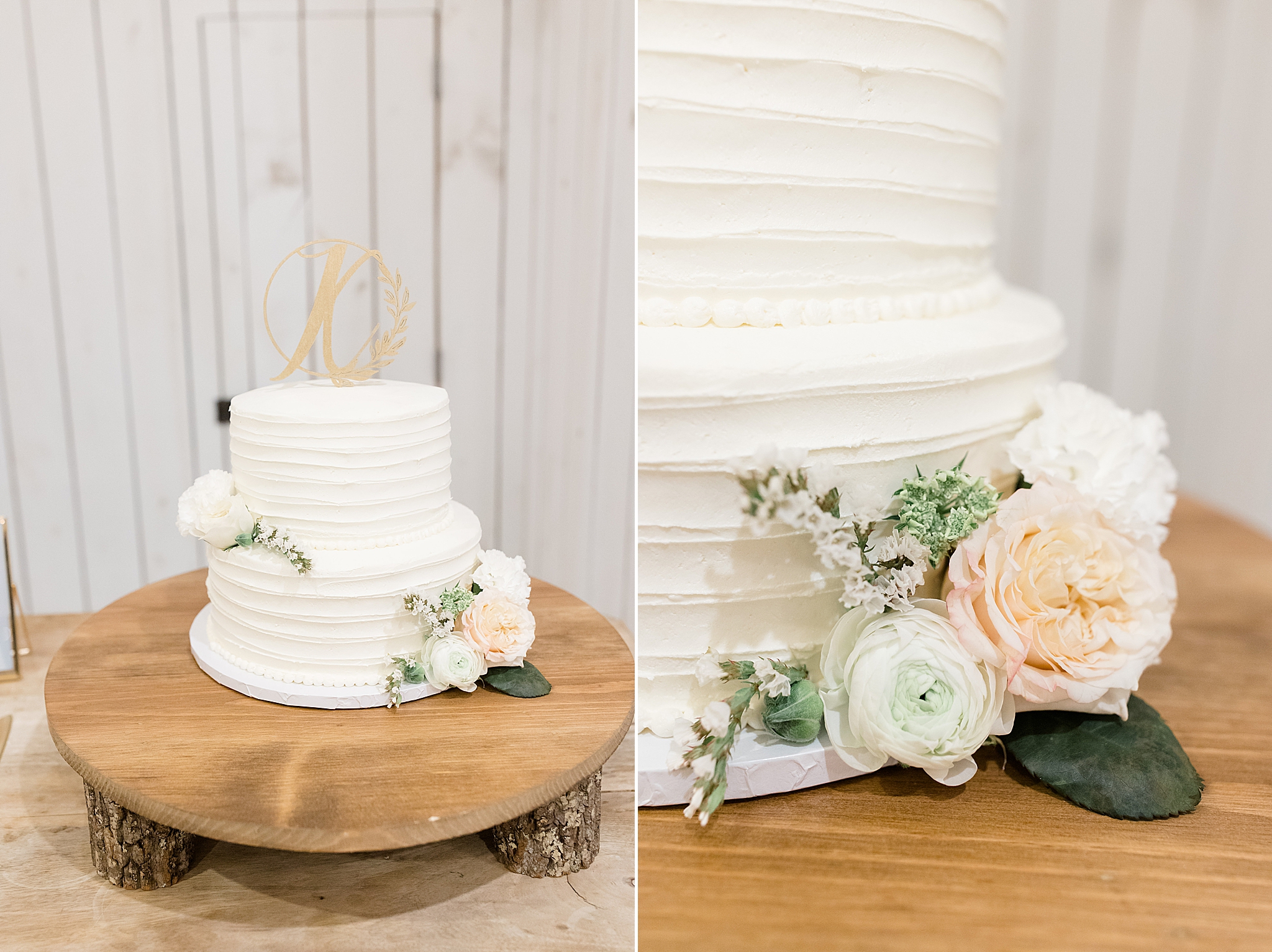 tiered wedding cake at The White Sparrow