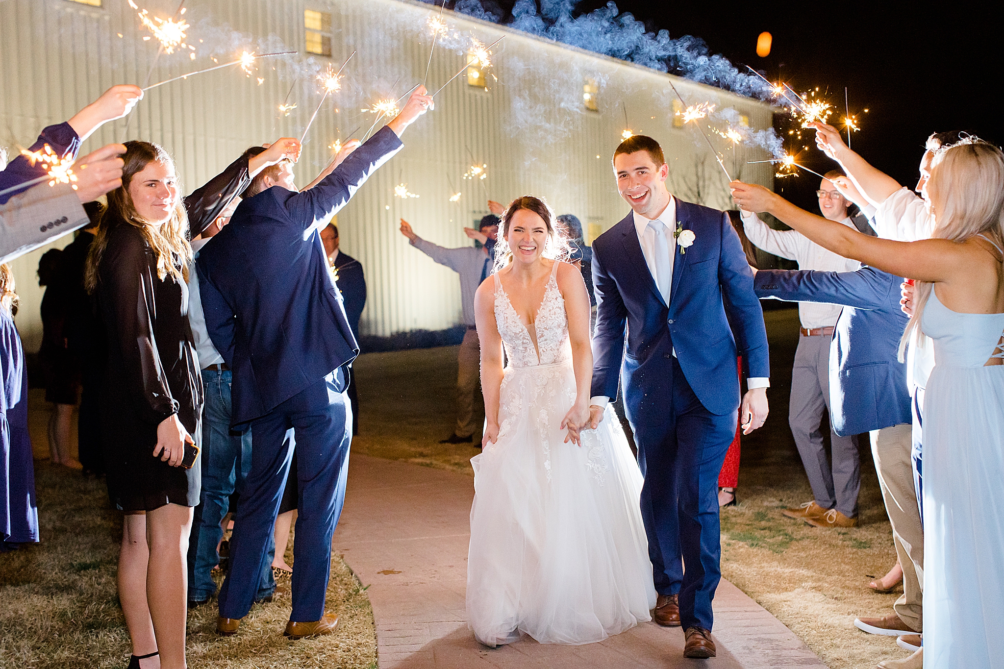 sparkler exit from  Dallas TX wedding reception