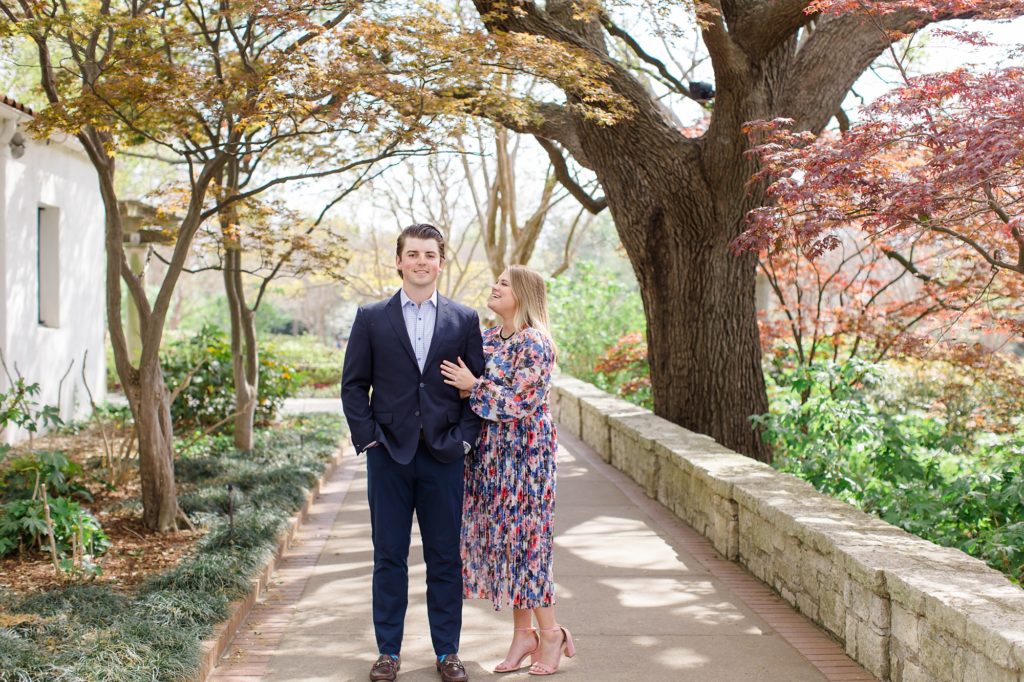 Dallas TX engagement sesion in the spring under blossoming tree