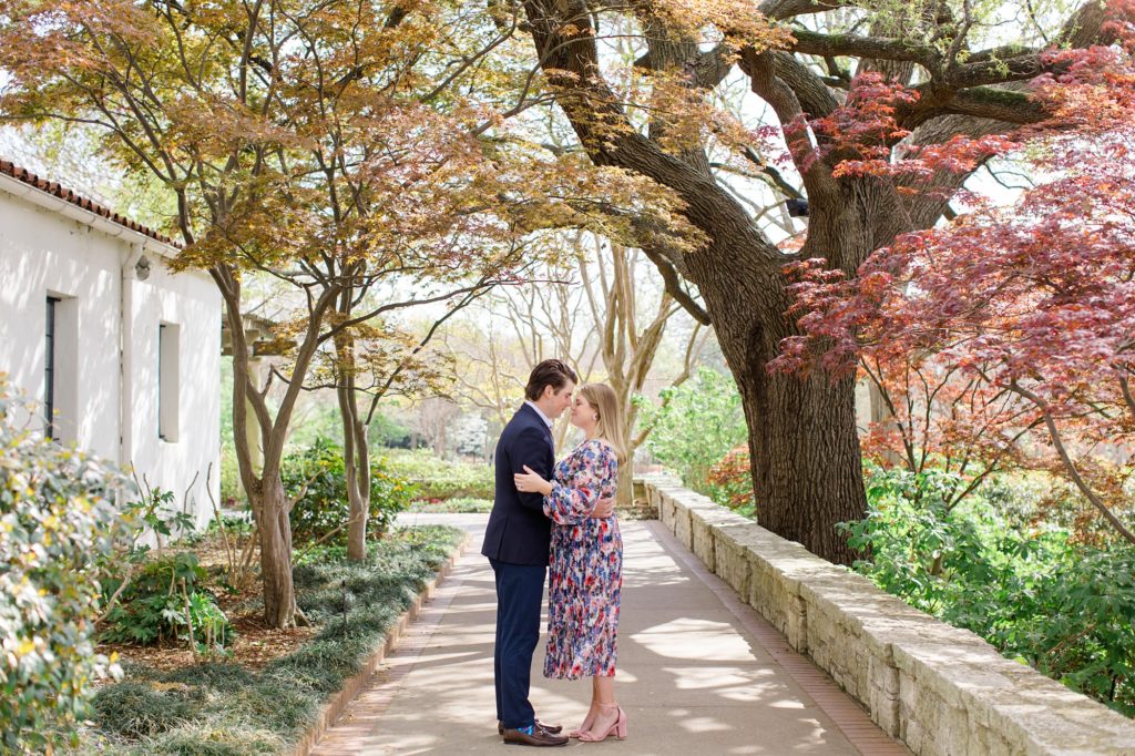Texas engagement portraits under spring trees