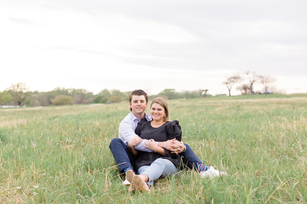 Texas engagement portraits in field