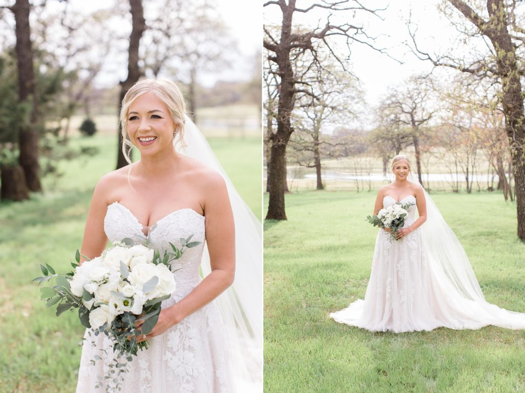 classic bridal portraits in the meadow at Oak + Ivy