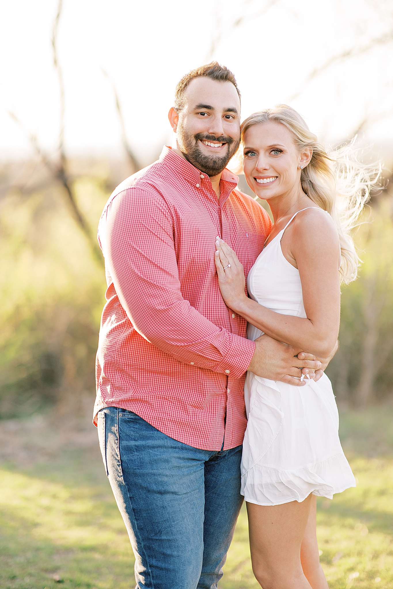 sunset Tandy Hills engagement session with Dallas skyline