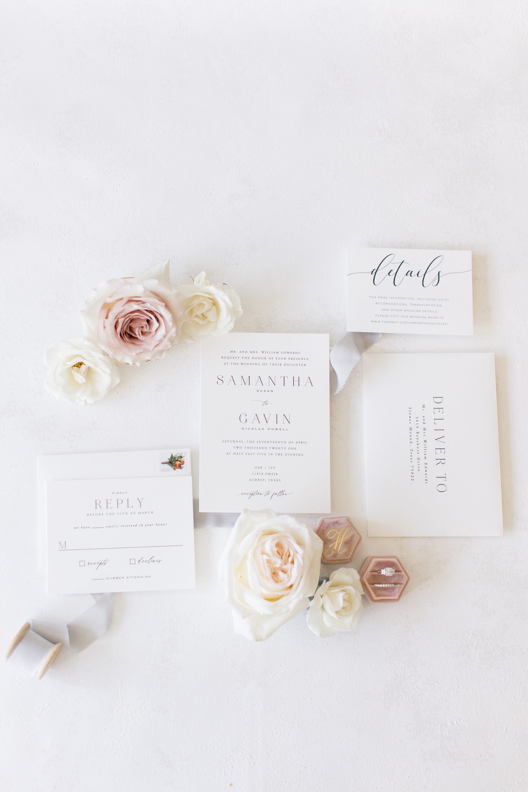 classic stationery for Texas wedding 