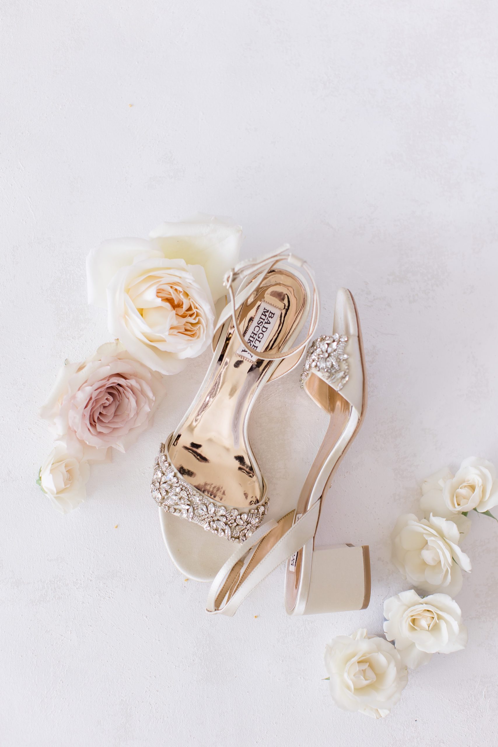 wedding shoes with florals during Oak + Ivy wedding 