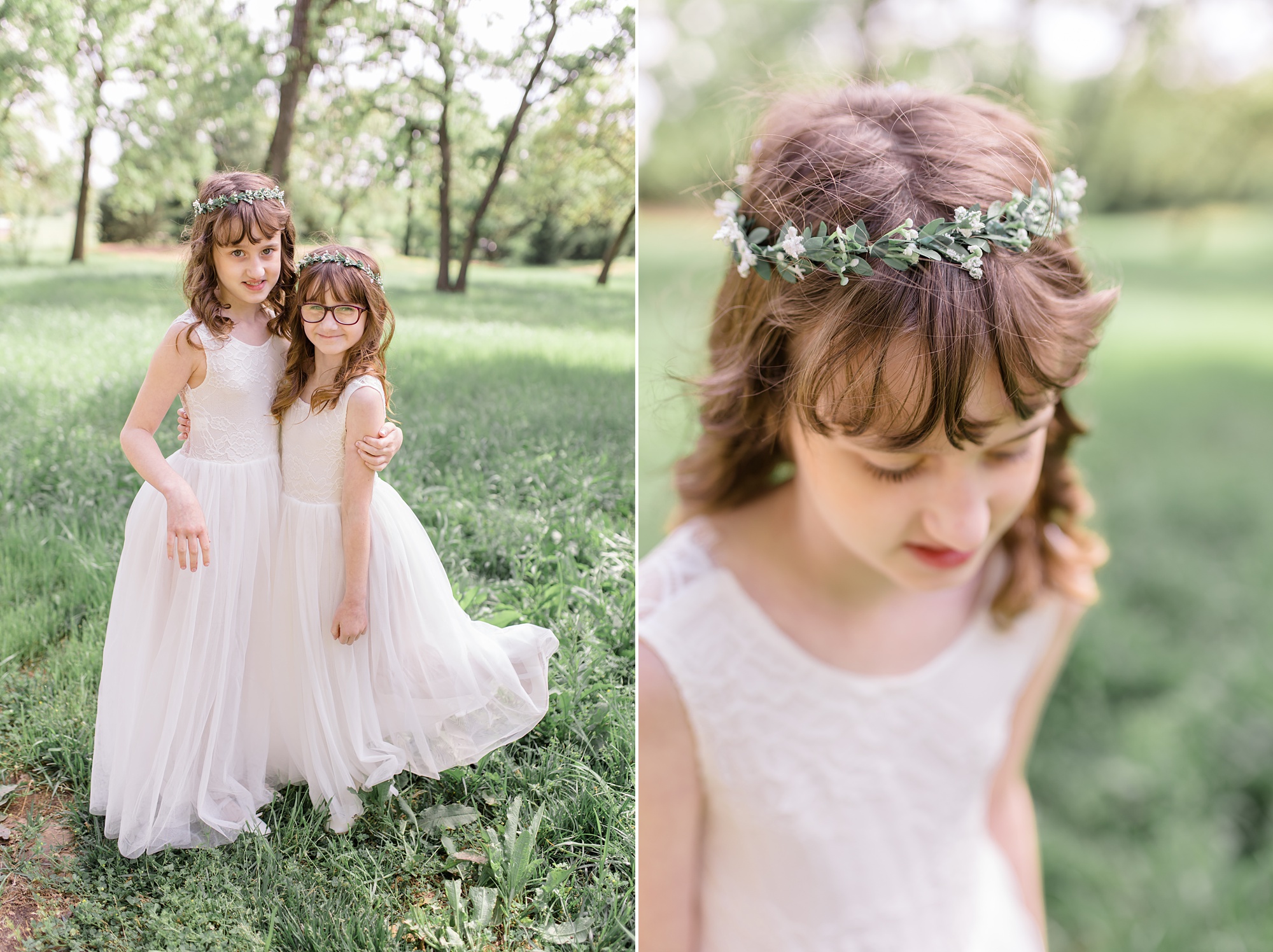 flower girls with floral crown post at Oak + Ivy