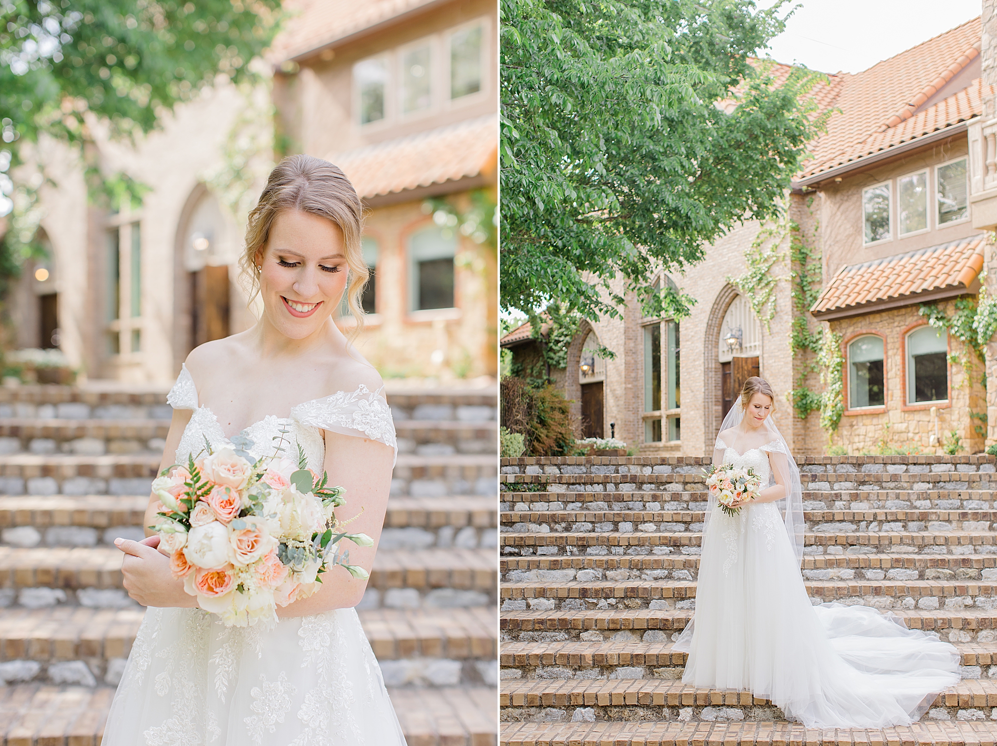 Aristide Mansfield bridal portraits on staircase in Texas