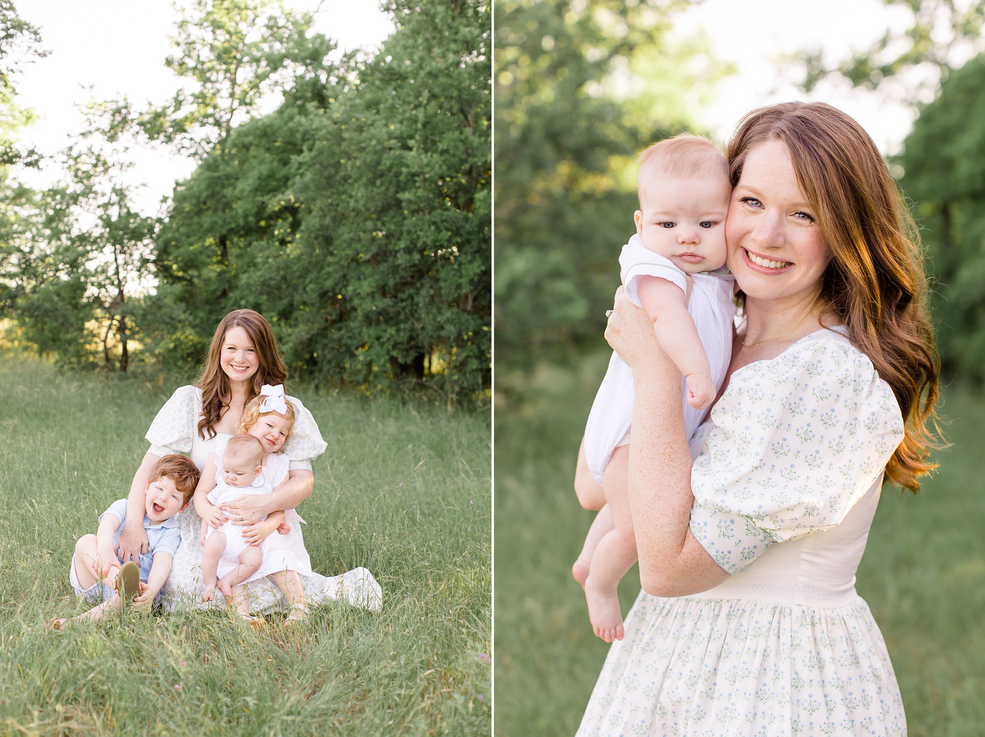 spring portraits of family in pastel outfits