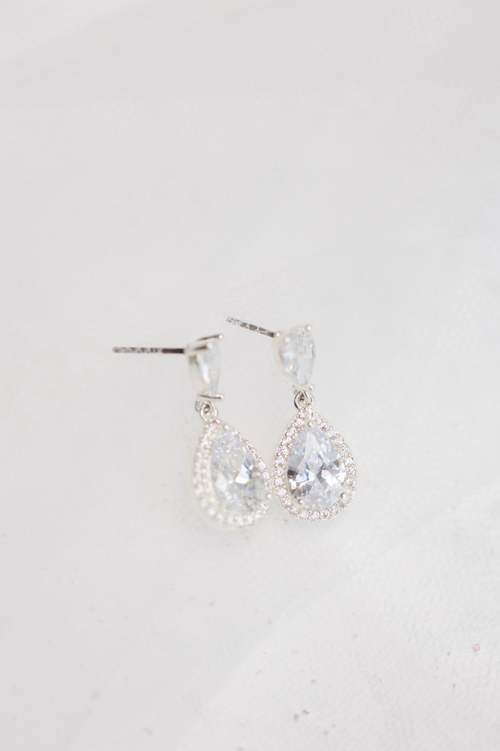 bride's diamond earrings for Texas wedding