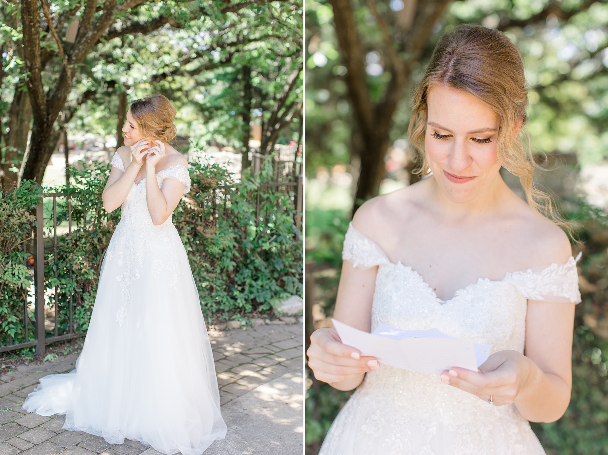 bride reads letter from groom on wedding morning