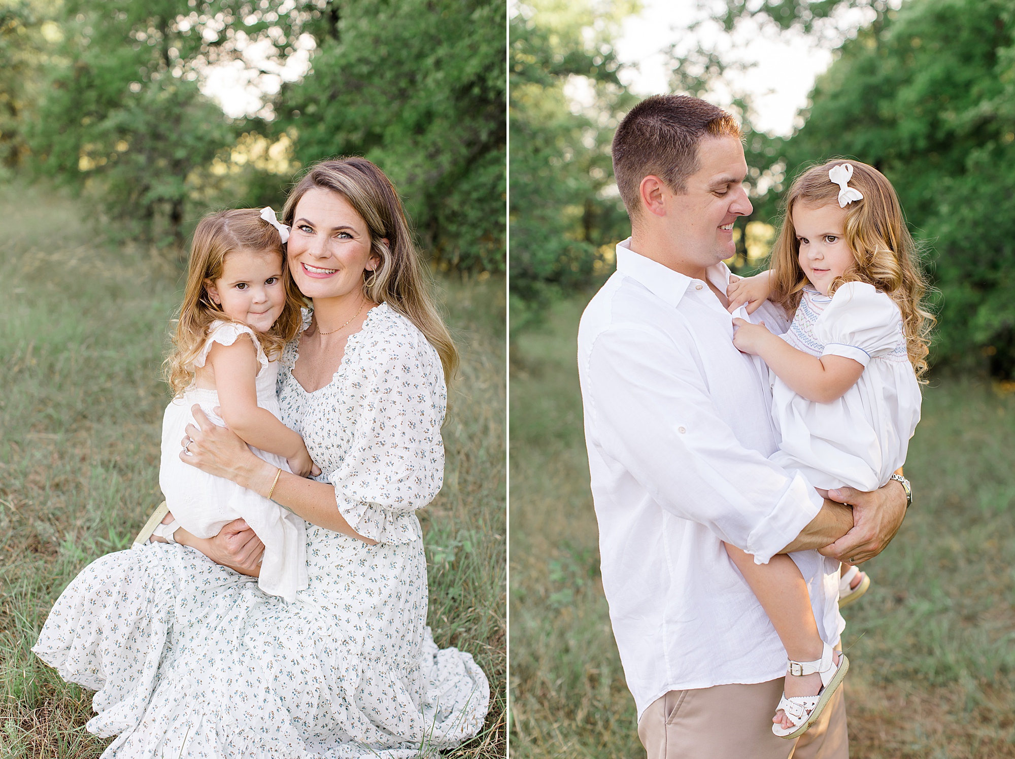 parents hold daughter during Texas family photos at Murrell Park