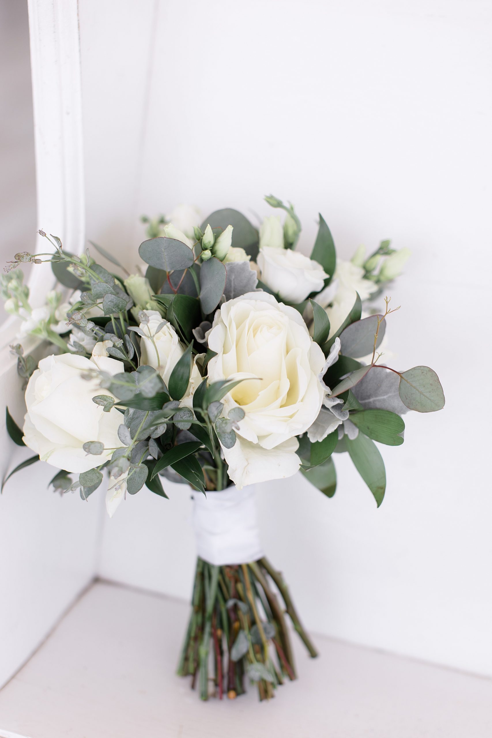bride's all white wedding bouquet from TR Floral 