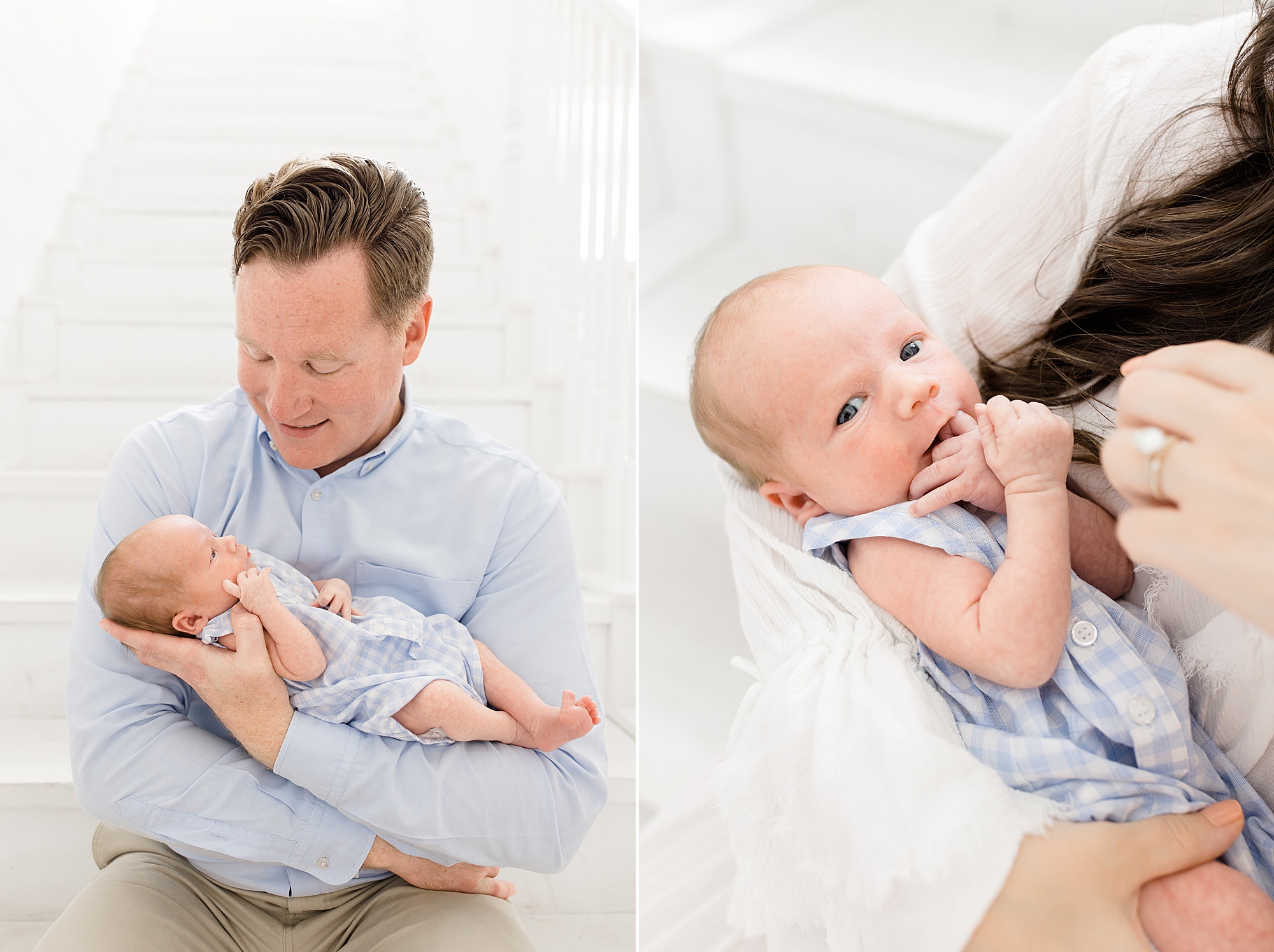 dad holds baby boy during TX newborn session