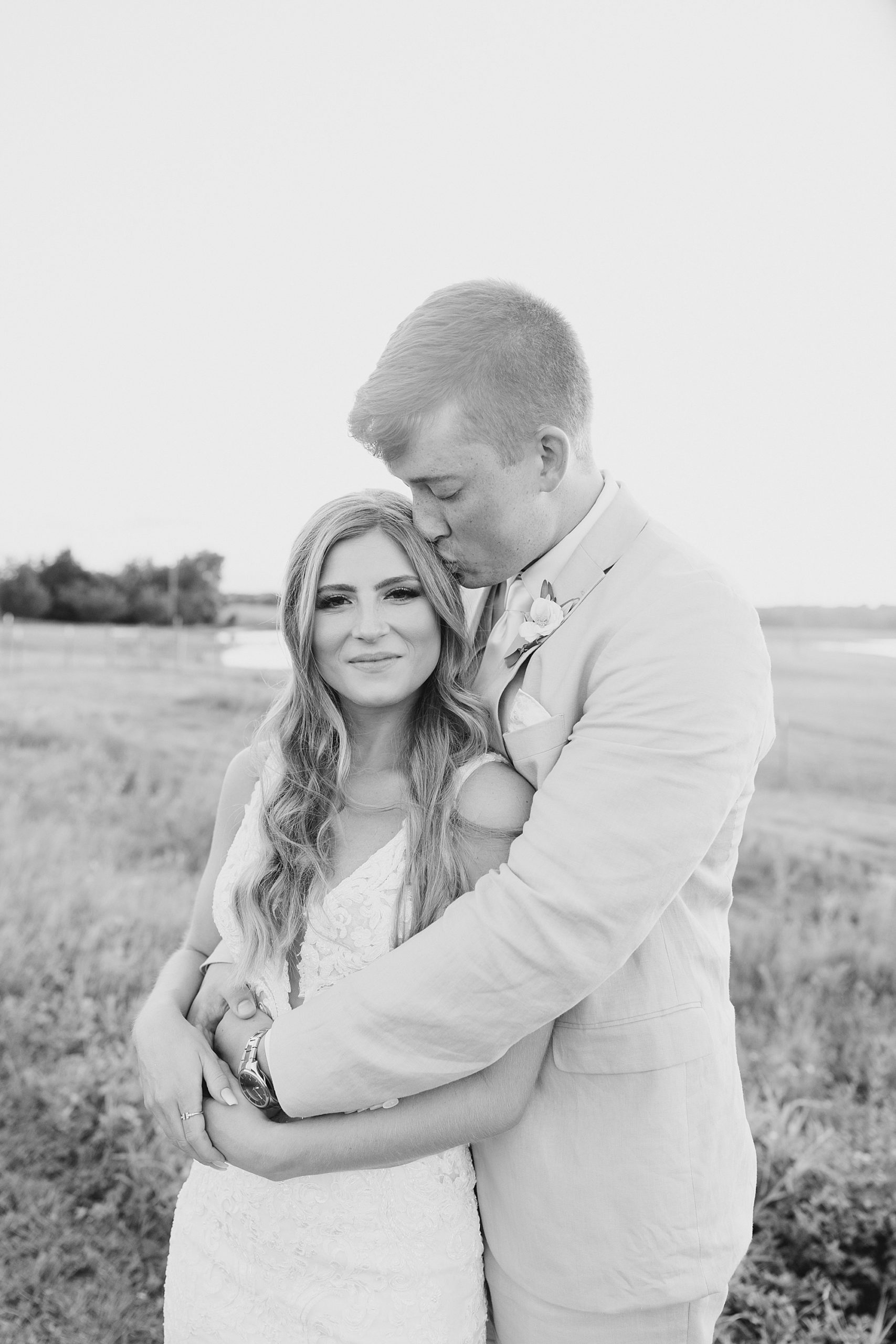 Texas wedding portraits for newlyweds in field