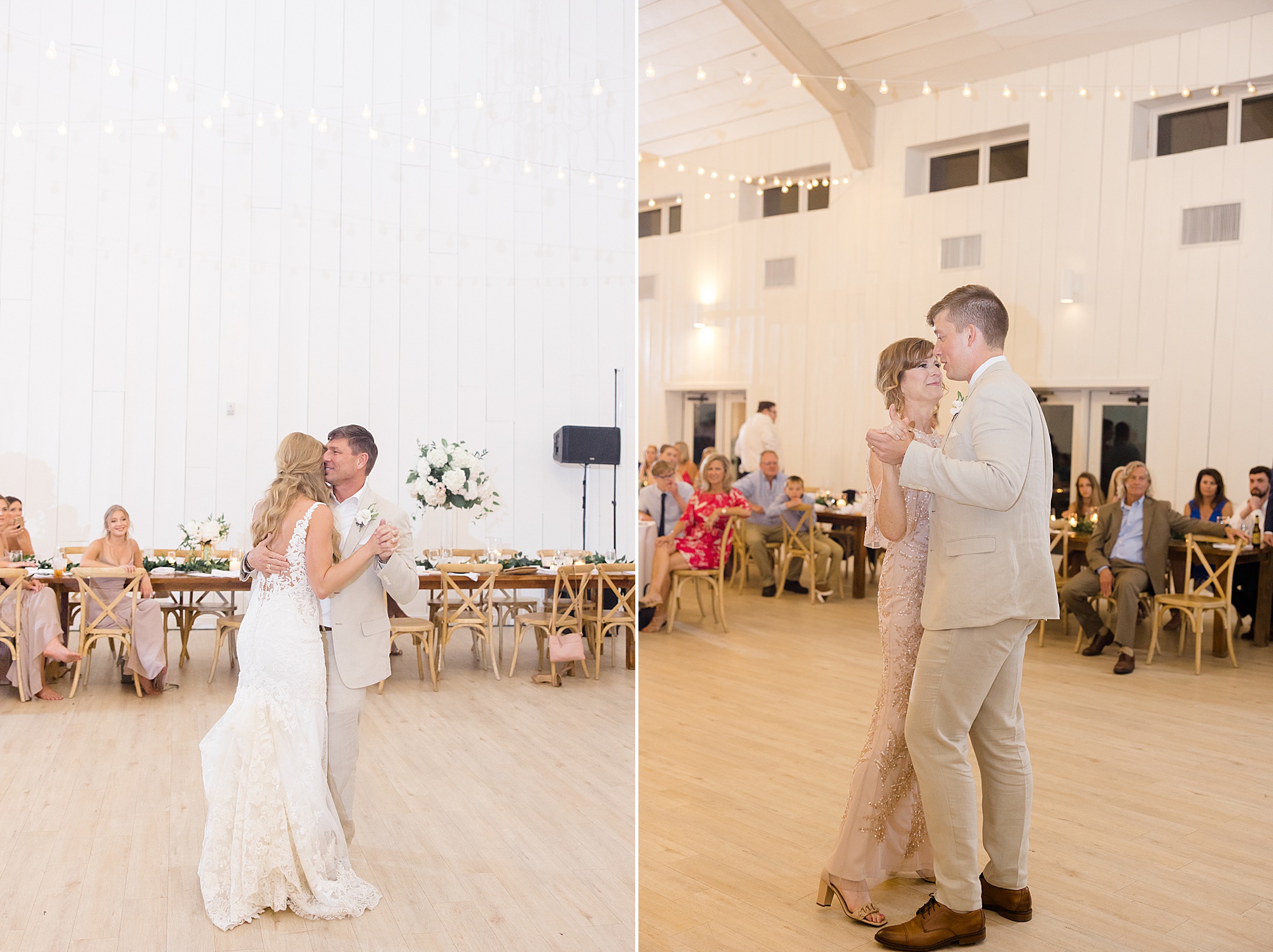 bride and groom dance with parents during TX wedding reception