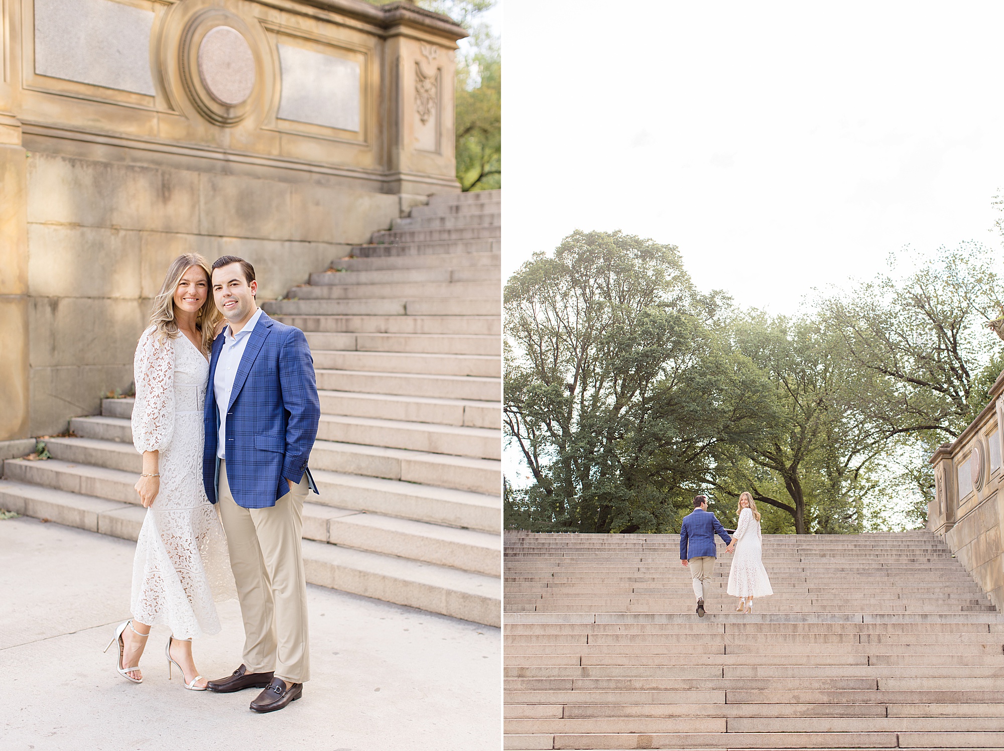 Central Park engagement session on staircase 