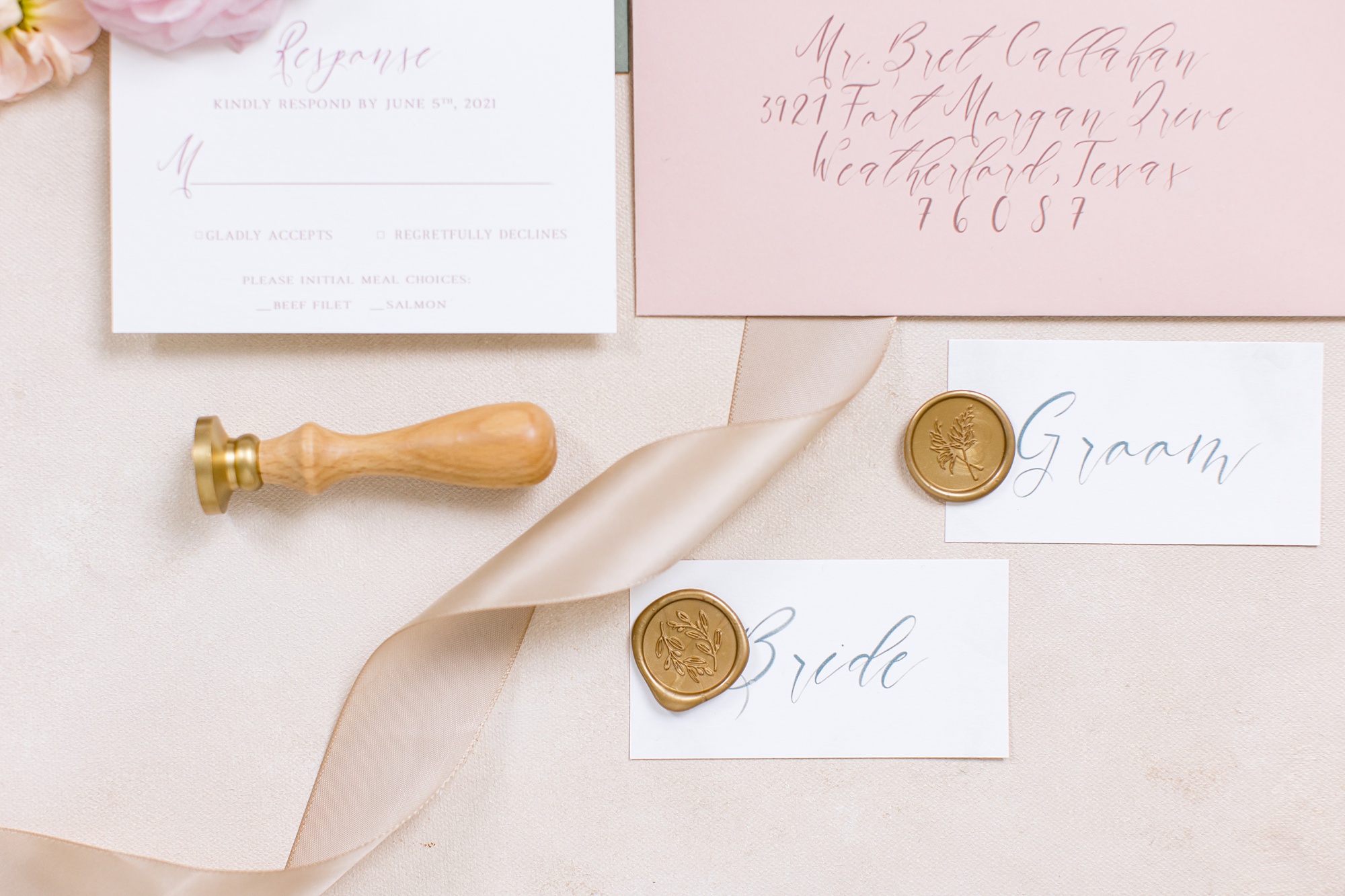wedding invites with gold wax seals