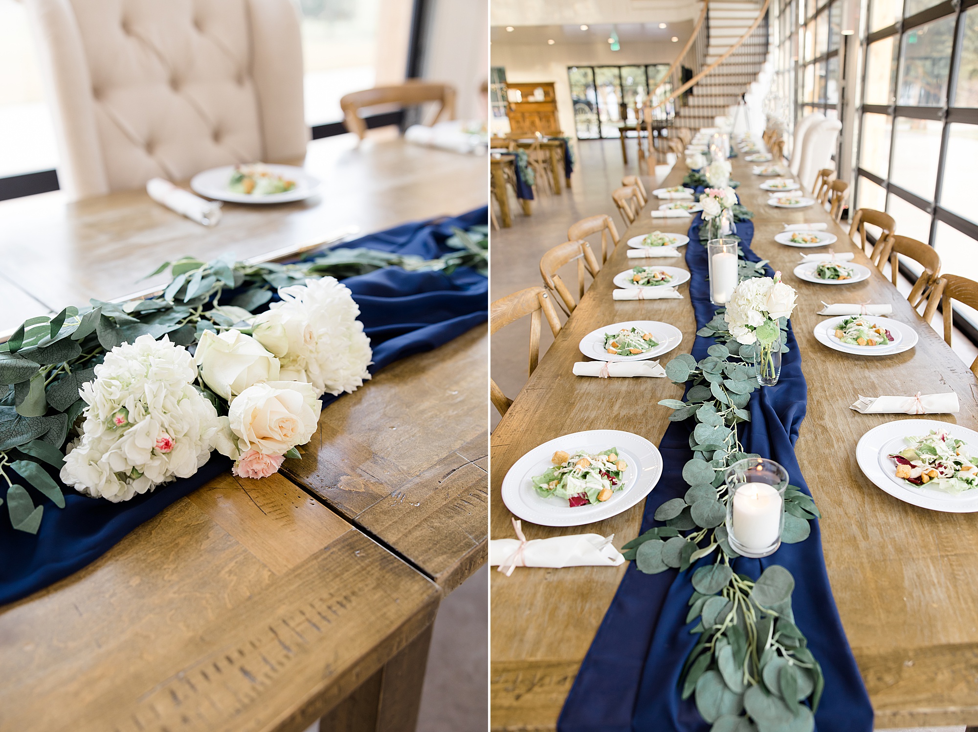 farm table details for Bella Cavalli wedding reception 