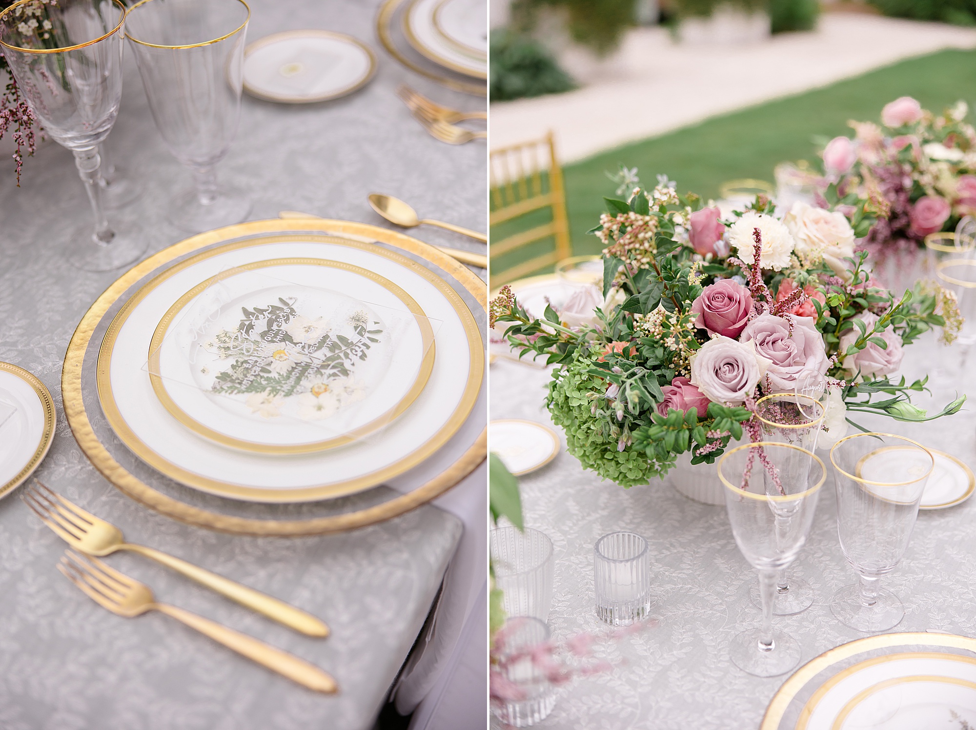 gold and white place settings in Rosemary Beach FL