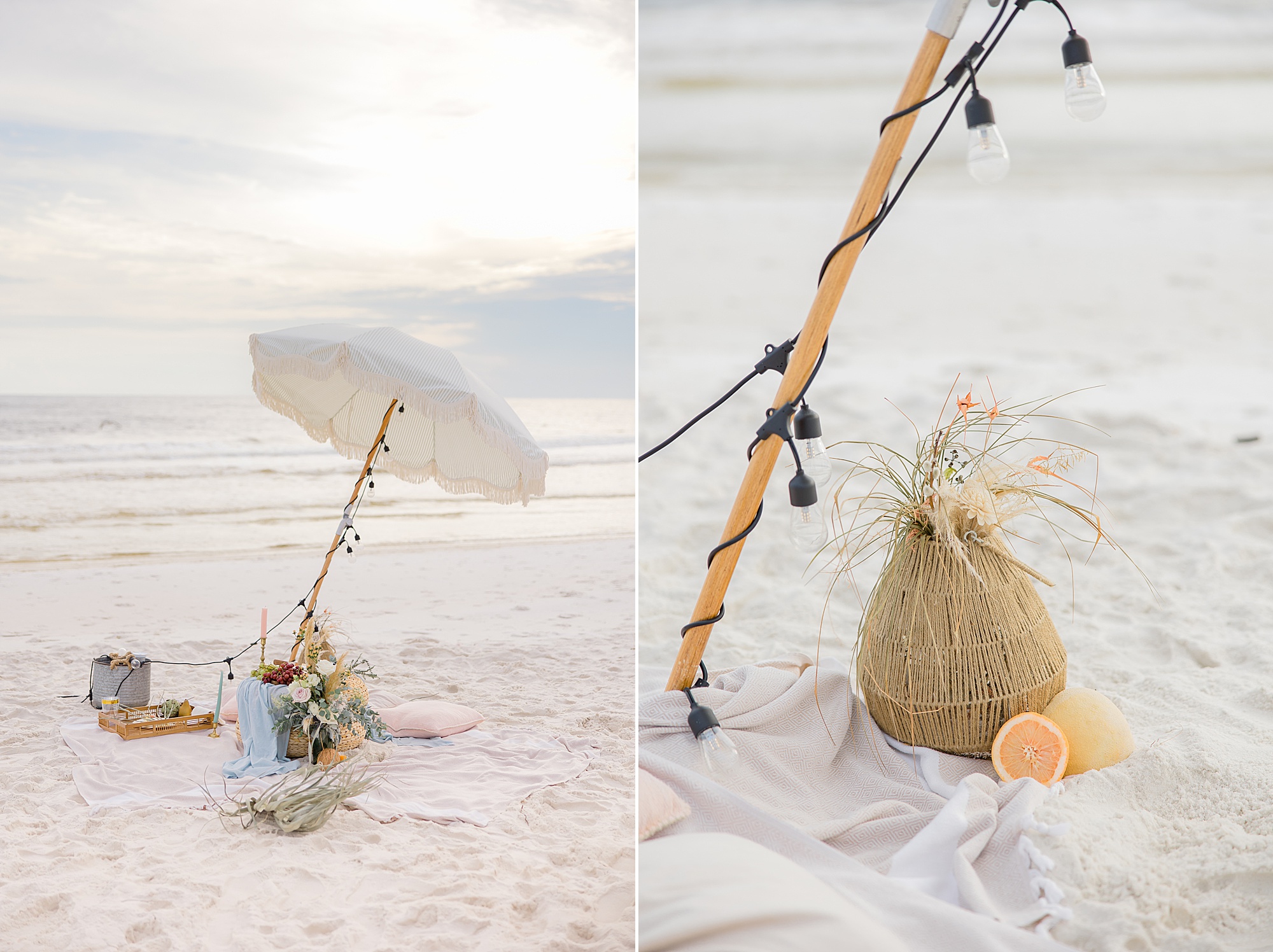 details for beach picnic and engagement session