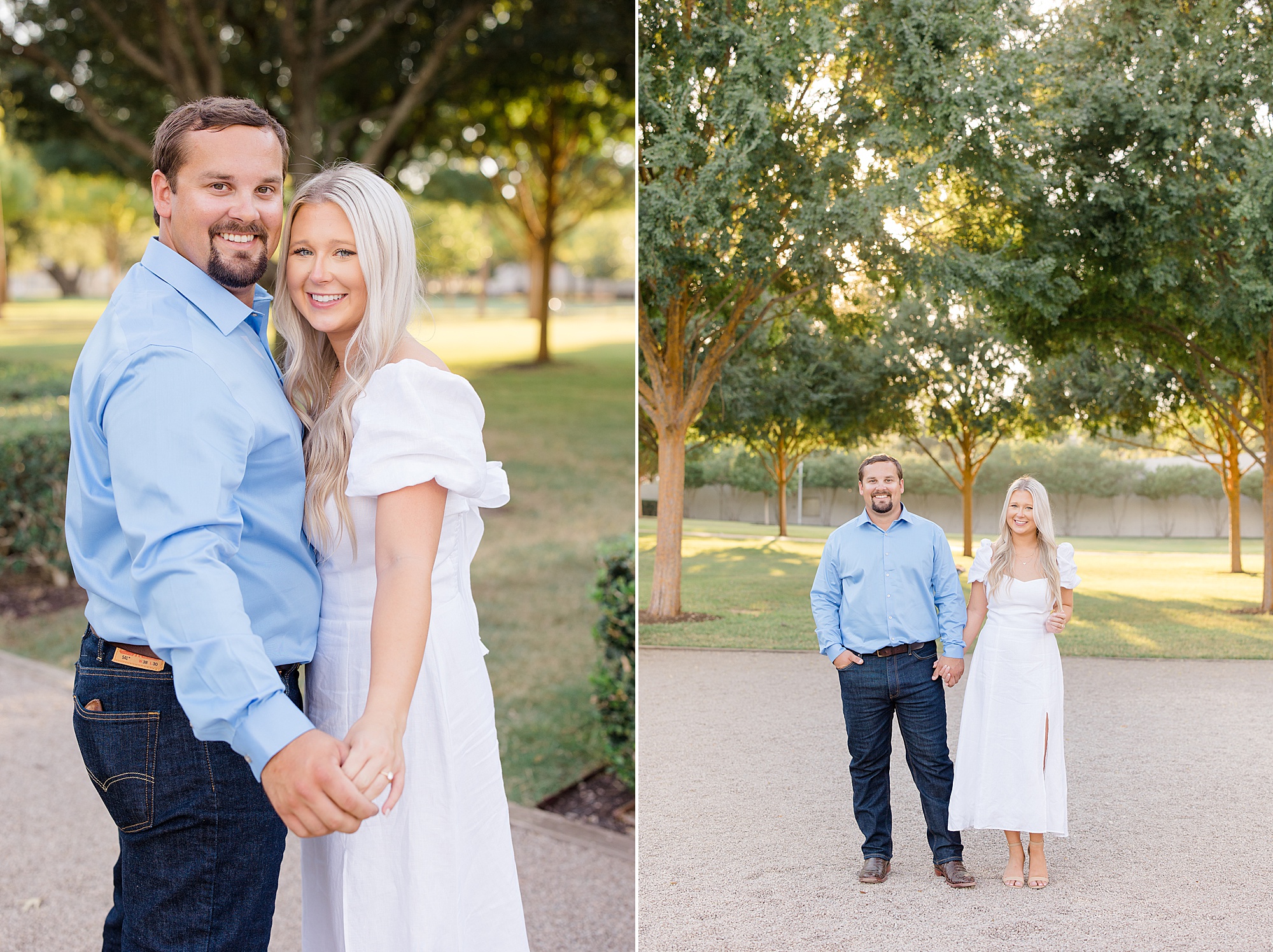summertime engagement session at Kimball Art Museum