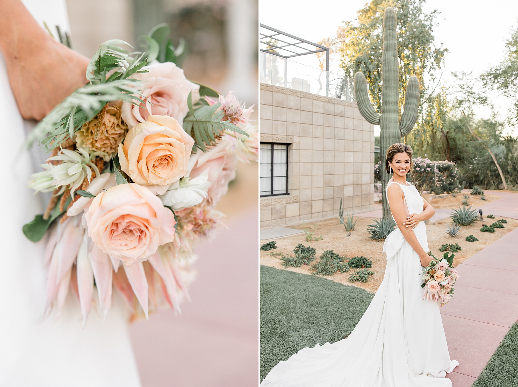 bride's pastel bouquet for desert inspired styled shoot