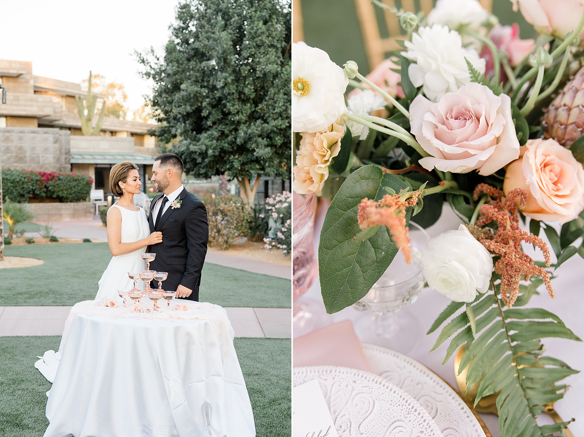 desert inspired styled shoot wedding reception with ink and gold details 