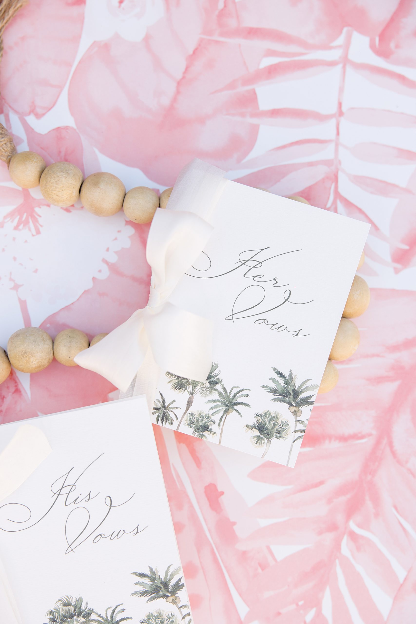 vow booklet with palm trees for desert inspired styled shoot