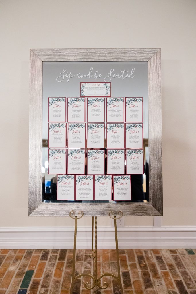 seating chart for winter wedding reception