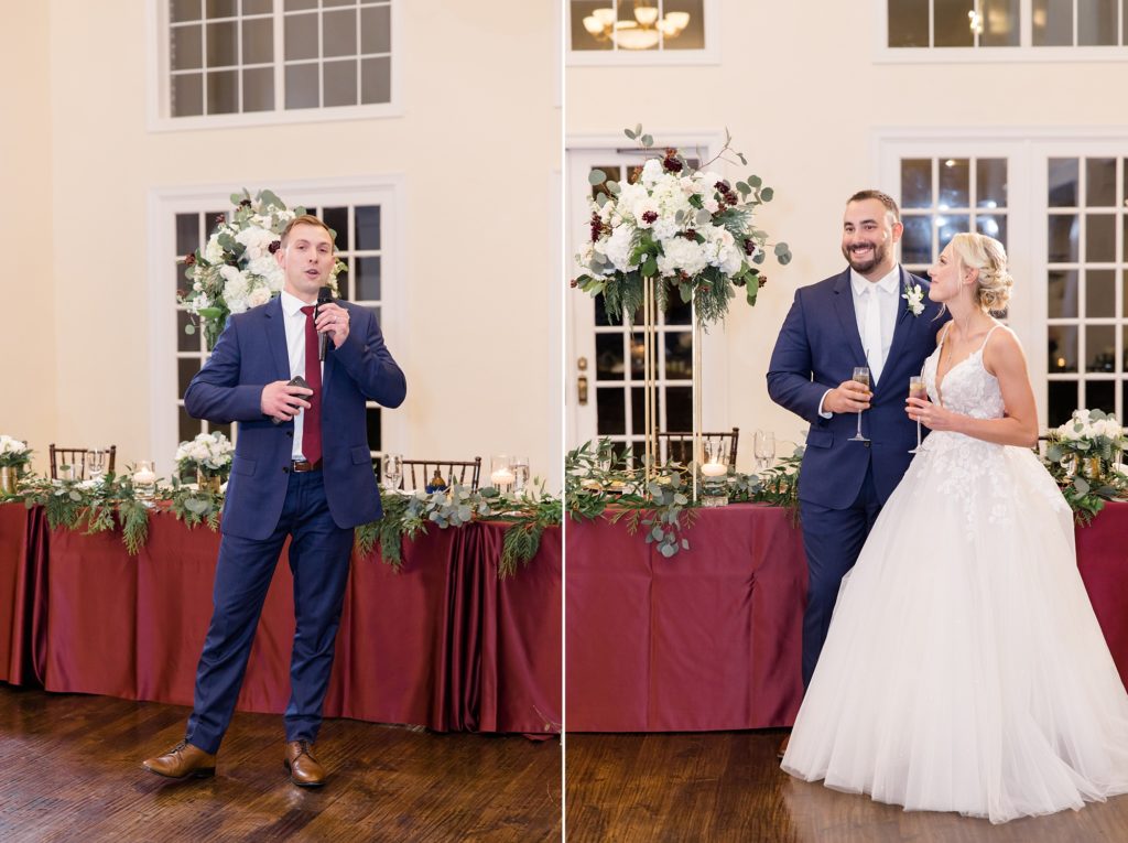 best man gives speech during Valley View TX wedding reception