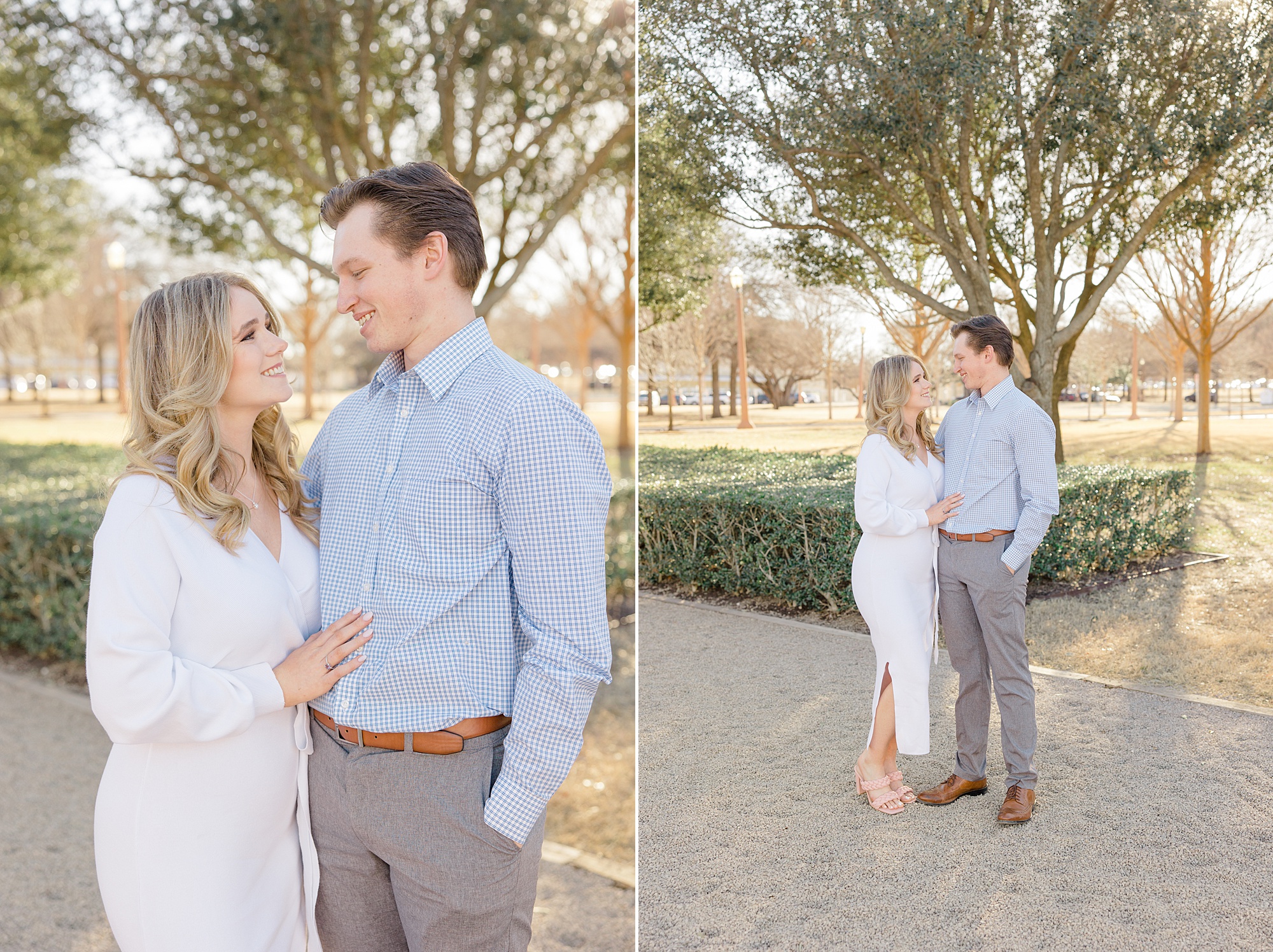 Dallas engagement session in gardens at Kimball Art Museum 