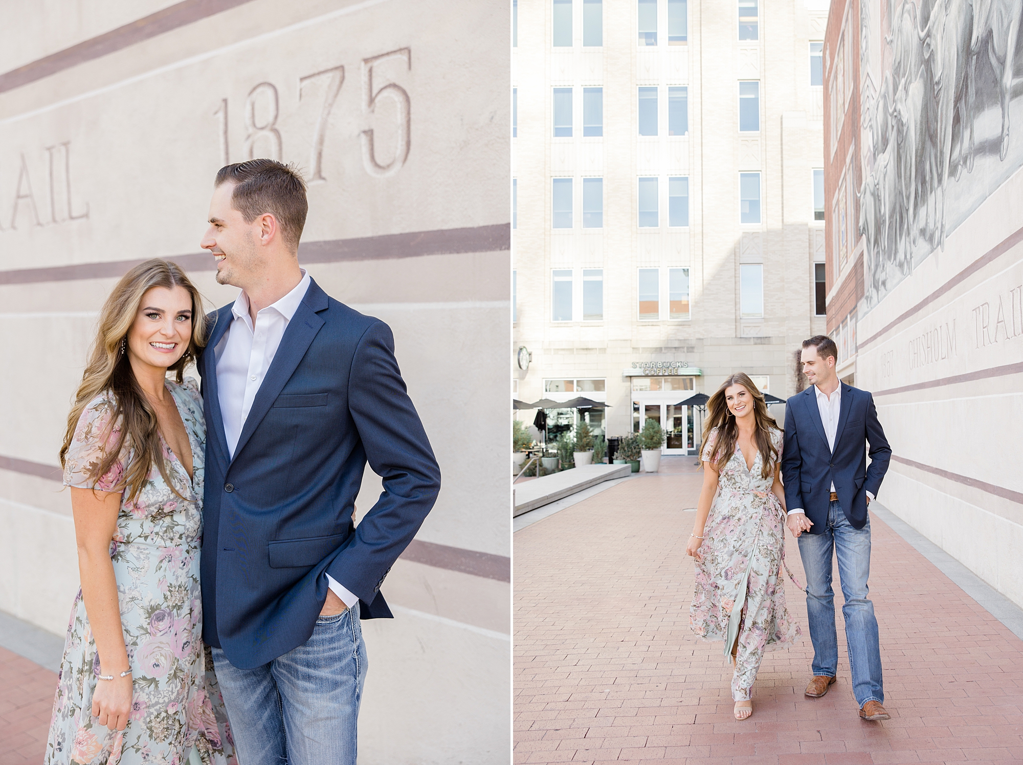 engaged couple hugs during Fort Worth engagement session
