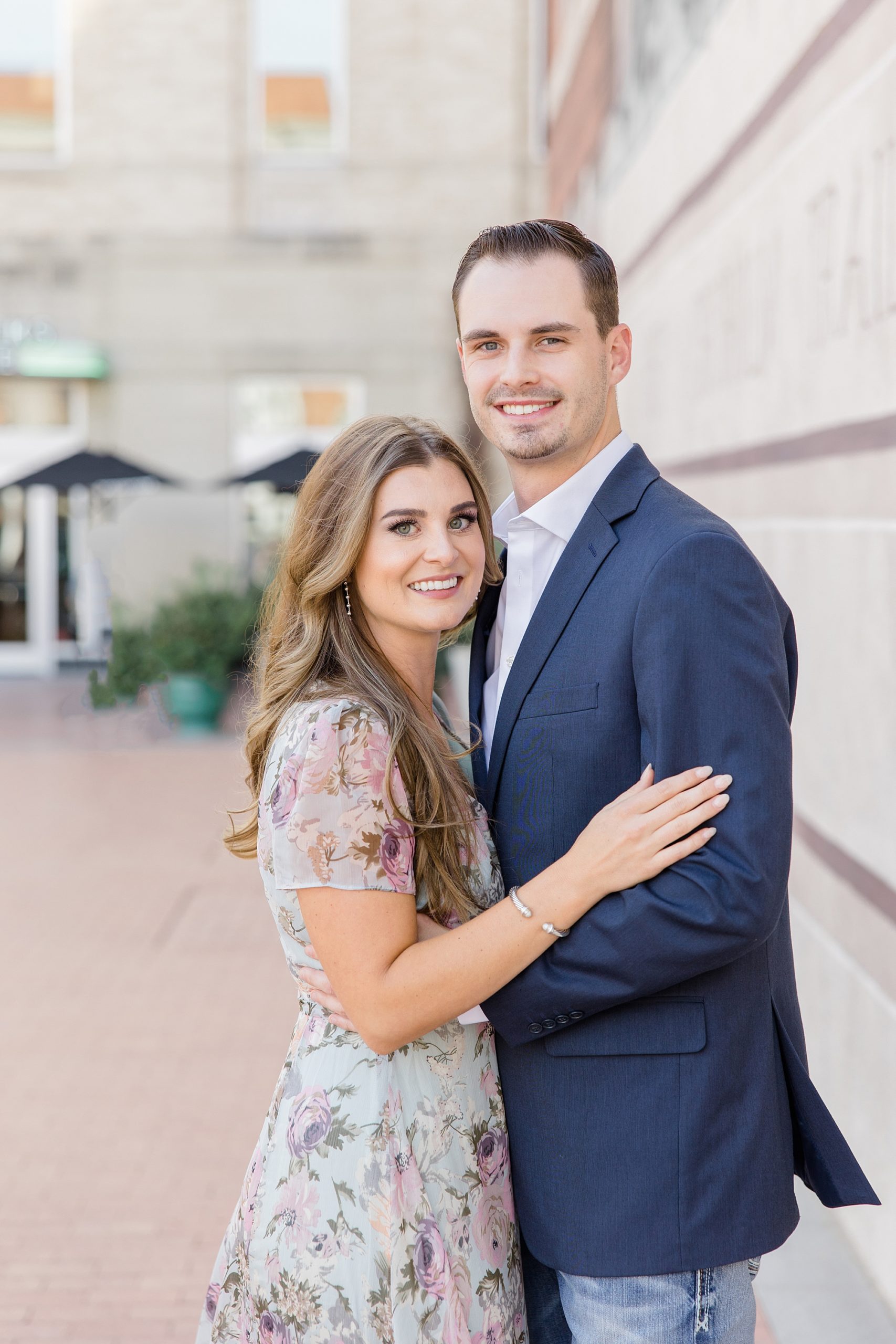 Texas couple hugs together during Fort Worth engagement session