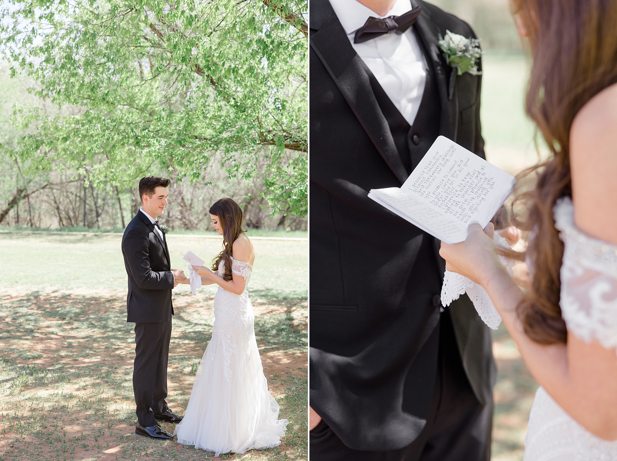 bride reads vows to groom during intimate Sedona wedding day