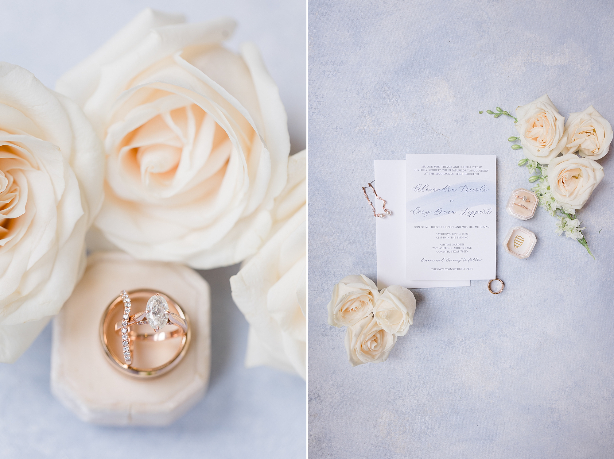 bride's jewelry and stationery for Ashton Gardens wedding