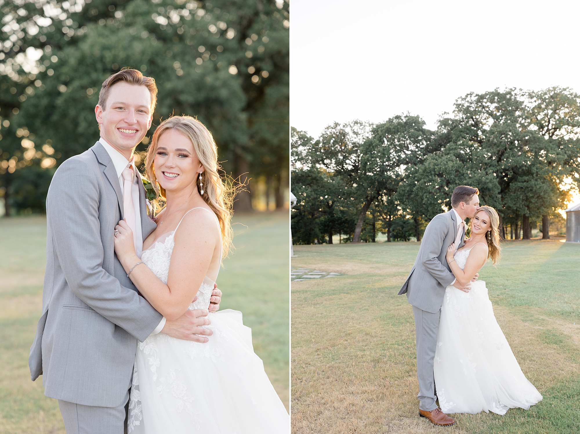 wedding portraits at sunset in field at Oak + Ivy