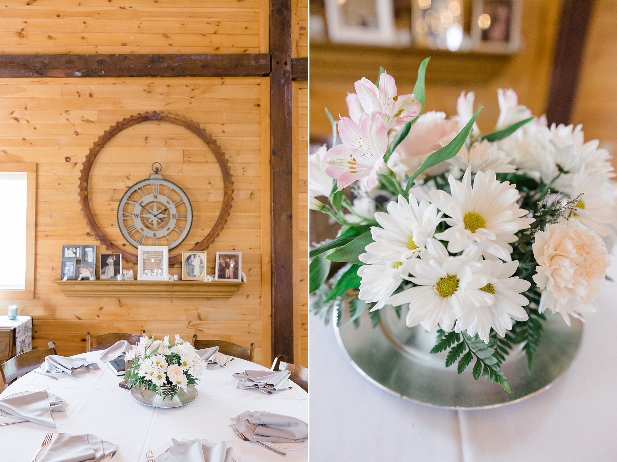 centerpieces with daisies for rustic New York wedding reception
