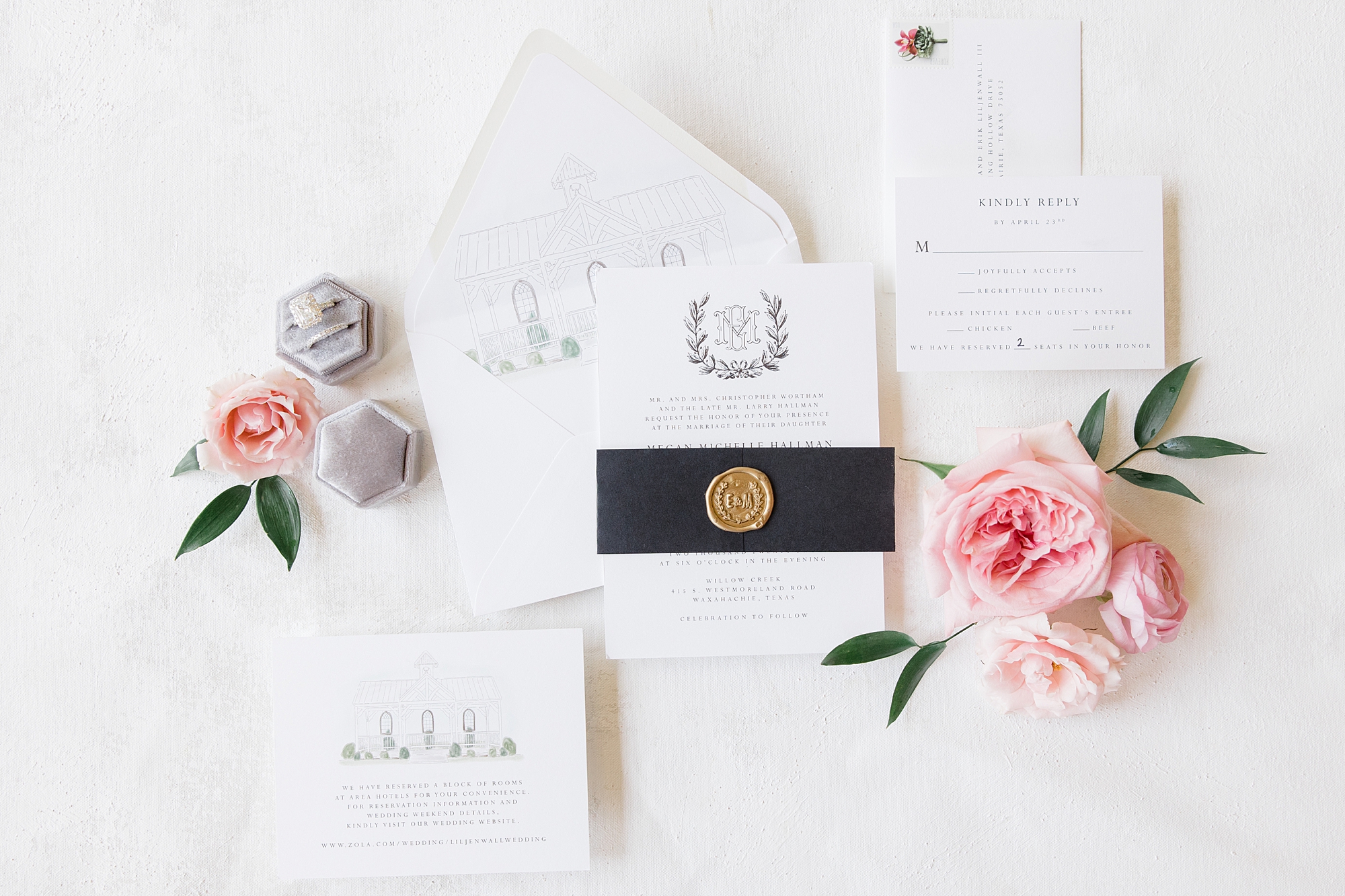 classic stationery set for summer Willow Creek wedding day
