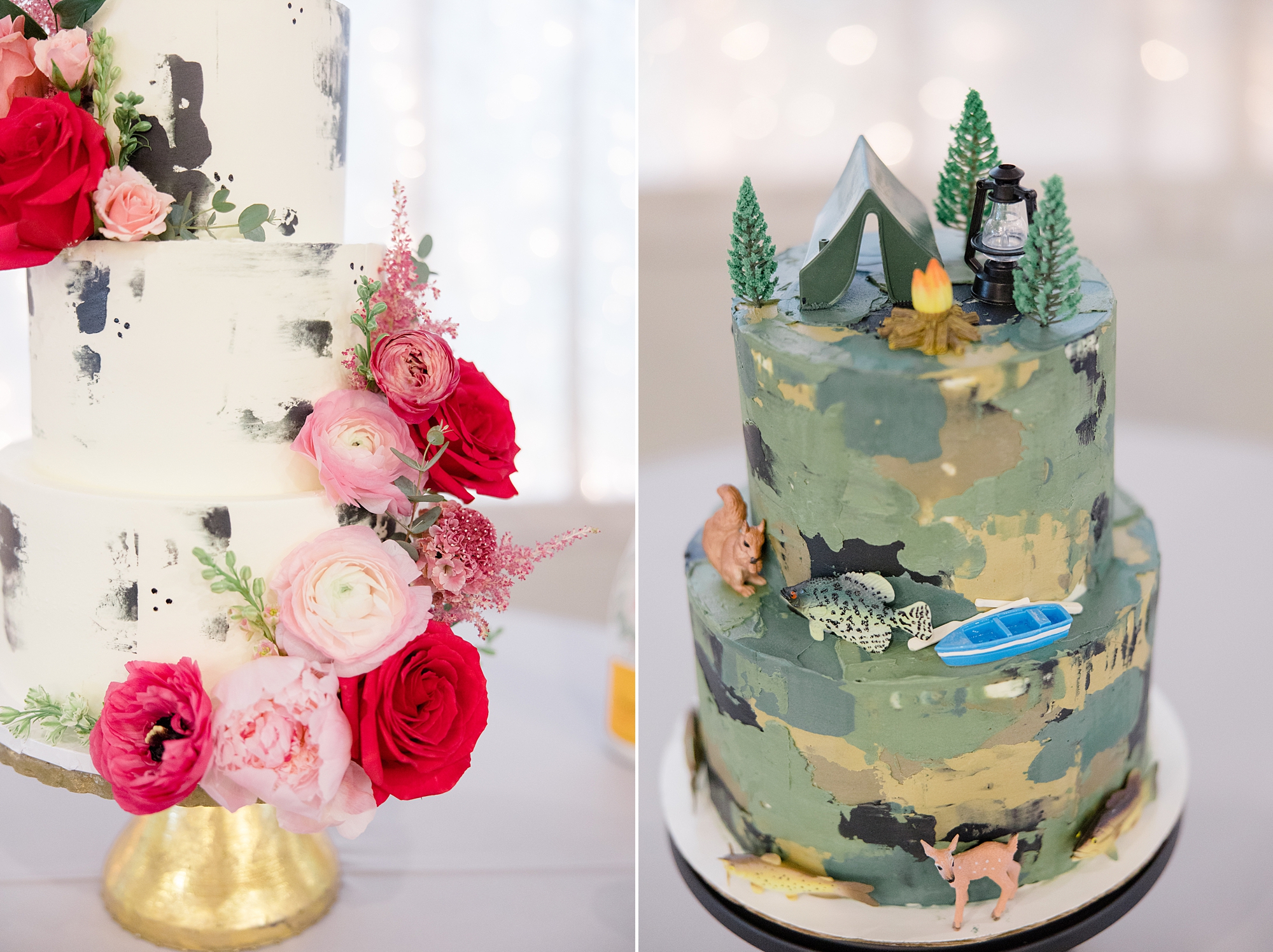 wedding cake and groom's cake for Willow Creek wedding reception 