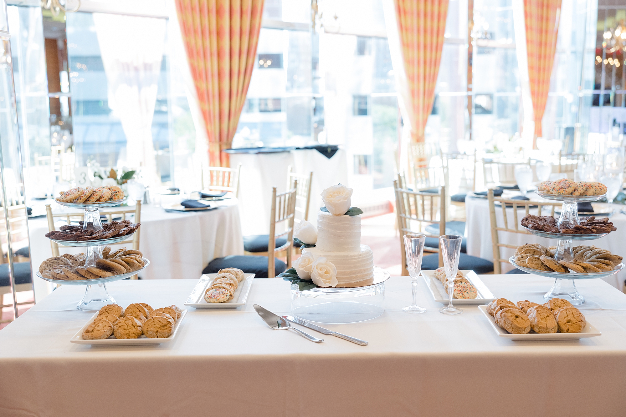 dessert table for Fort Worth City Club wedding reception 