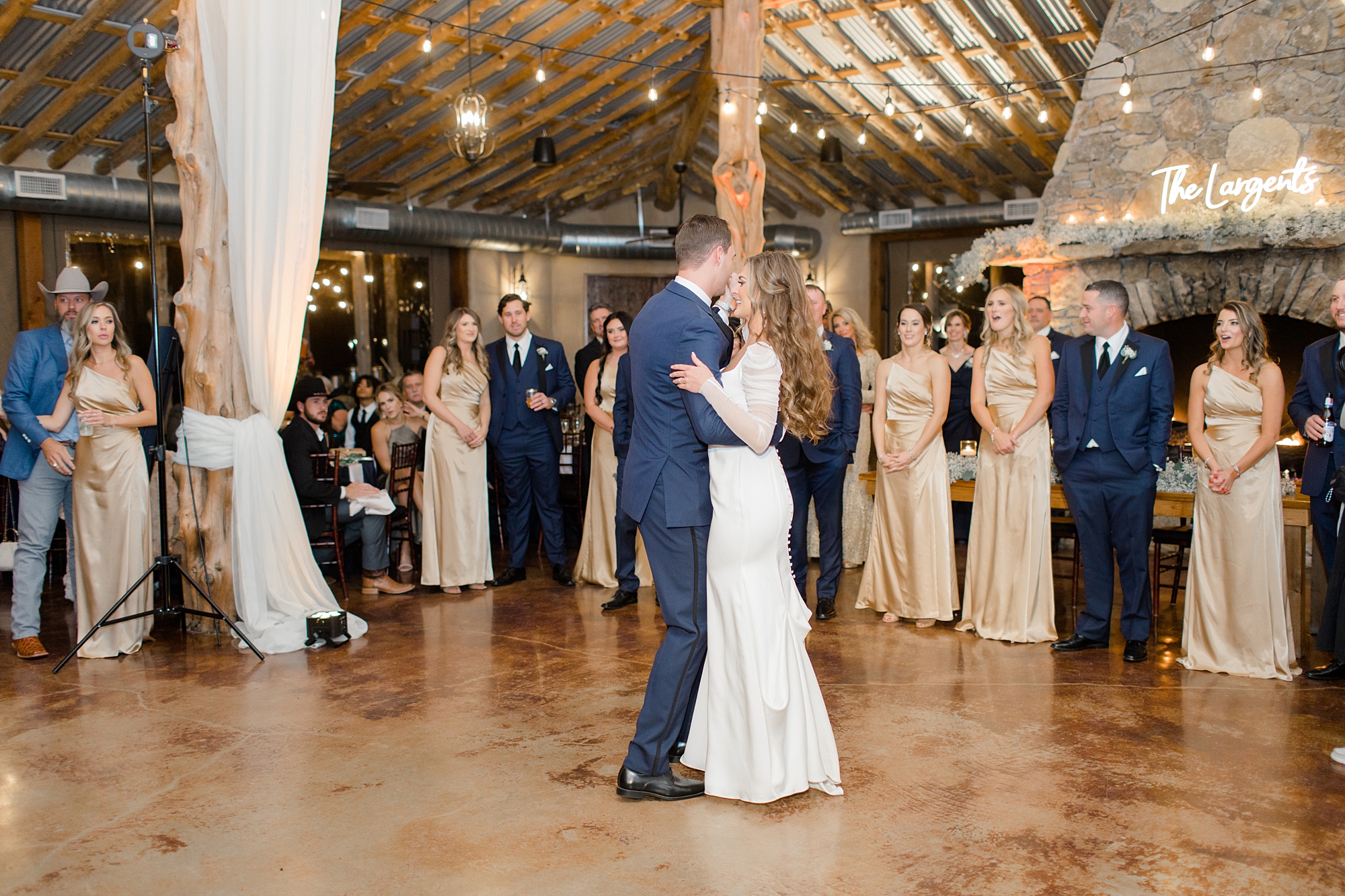 bride and groom have first dance at The Brooks at Weatherford