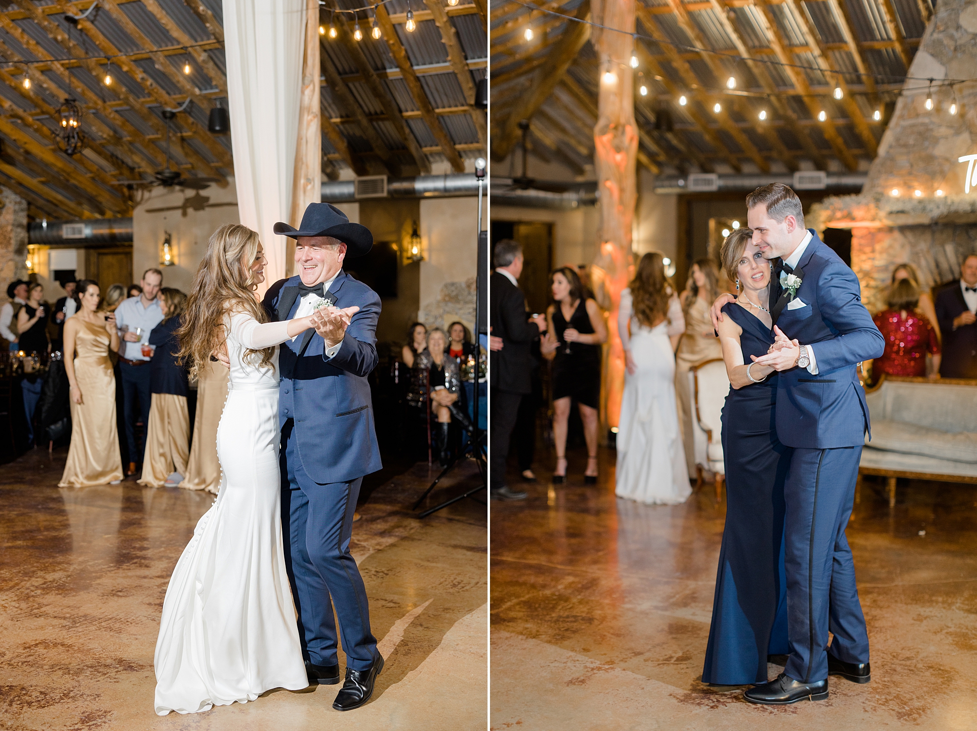 bride and groom dance with parents during Dallas wedding reception 