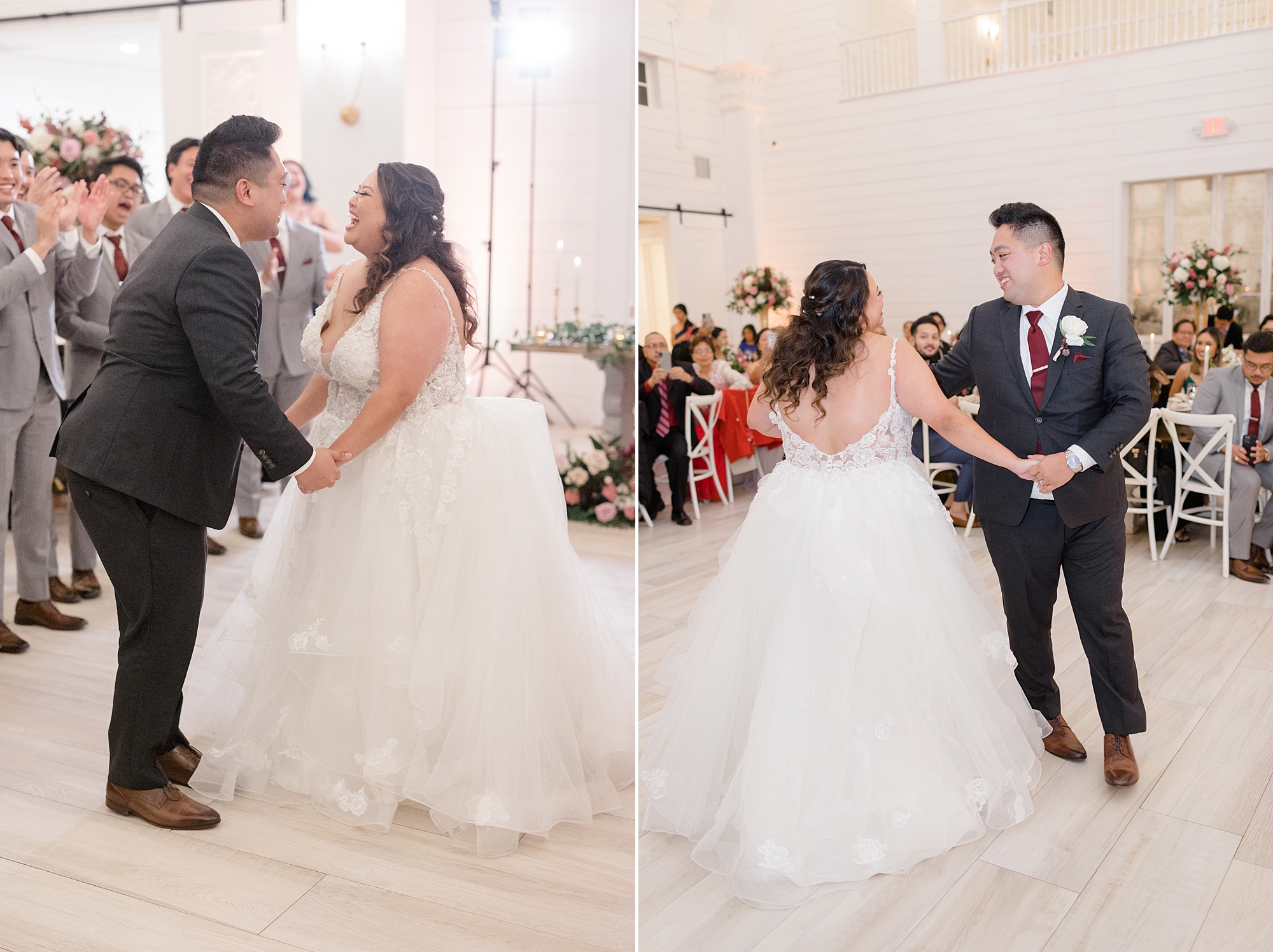 bride and groom dance together during winter Nest at Ruth Farms wedding reception 